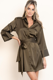 Dante6 |  Satin wrap dress Noanne | green | Picture 2