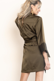 Dante6 |  Satin wrap dress Noanne | green | Picture 8