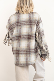 Dante6 |  Wool checked jacket with fringes Hivora  | brown | Picture 6