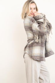 Dante6 |  Wool checked jacket with fringes Hivora  | brown | Picture 7