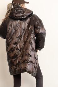 Aaiko |  Long shiny puffer jacket Jolie | dark brown | Picture 7