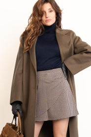 Aaiko :  Checked wrap skirt with buckle Soie  | burgundy - img2
