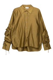 Aaiko |  Shiny blouse with gathered sleeves Marel | green | Picture 1