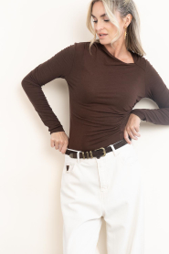 Aaiko |  Top with pleated detail Jalisse  | camel | Picture 4