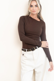 Aaiko |  Top with pleated detail Jalisse  | camel | Picture 2