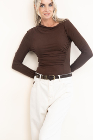 Aaiko |  Top with pleated detail Jalisse  | camel | Picture 5