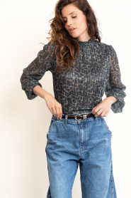 Aaiko |  Semi-transparent top with Tory leopard print | animal print | Picture 4
