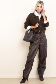 Aaiko |  Faux leather barrel pants Quin | darkbrown | Picture 5