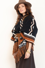 Aaiko |  Wool blend poncho Mila | black | Picture 6
