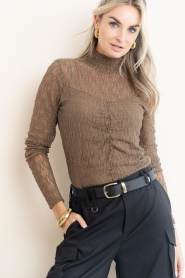 Aaiko |  Lace top with pleat detail Amy | green | Picture 4