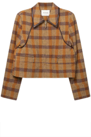 Aaiko |  Checkered cropped wool jacket Solin | brown | Picture 1