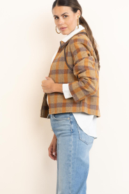 Aaiko |  Checkered cropped wool jacket Solin | brown | Picture 7