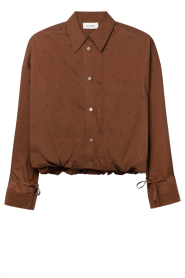 Aaiko |  Cropped blouse with rhinestones Mikkie | brown