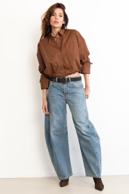 Aaiko |  Cropped blouse with rhinestones Mikkie | brown | Picture 3