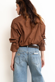 Aaiko |  Cropped blouse with rhinestones Mikkie | brown | Picture 8