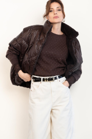 Aaiko |  Sweater with rhinestones Saren | brown | Picture 2