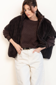 Aaiko |  Sweater with rhinestones Saren | brown | Picture 4