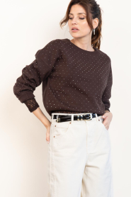 Aaiko |  Sweater with rhinestones Saren | brown | Picture 5