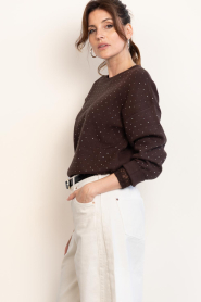 Aaiko |  Sweater with rhinestones Saren | brown | Picture 7