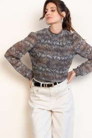 Aaiko |  Semi-transparent top with Tory snake print | animal print | Picture 6