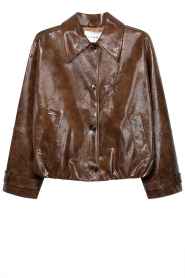 Aaiko |  Shiny PU jacket Carice | brown | Picture 1