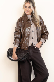 Aaiko |  Shiny PU jacket Carice | brown | Picture 2
