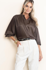 Aaiko |  Shimmer pleated blouse Liv | brown | Picture 4
