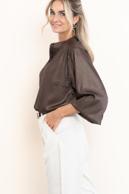 Aaiko |  Shimmer pleated blouse Liv | brown | Picture 6