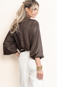 Aaiko |  Shimmer pleated blouse Liv | brown | Picture 7