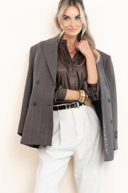 Aaiko |  Shimmer pleated blouse Liv | brown | Picture 2