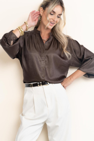 Aaiko |  Shimmer pleated blouse Liv | brown | Picture 5