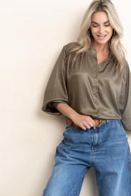 Aaiko |  Shimmer pleated blouse Liv | green  | Picture 5