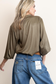Aaiko |  Shimmer pleated blouse Liv | green  | Picture 7