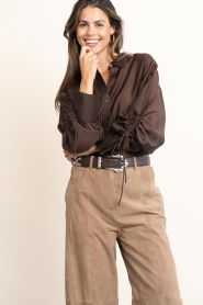 Aaiko :  Blouse with bow detail Marel | brown - img5