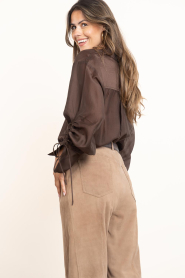 Aaiko :  Blouse with bow detail Marel | brown - img7