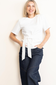 Co'Couture :  T-shirt with bow detail Oriane | white - img4