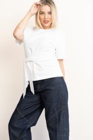 Co'Couture :  T-shirt with bow detail Oriane | white - img2