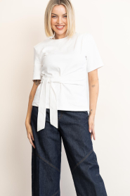 Co'Couture :  T-shirt with bow detail Oriane | white - img6
