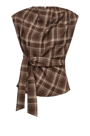 Co'Couture |  Checkered top with knot detail | brown | Picture 1