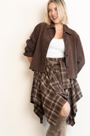 Co'Couture |  Checkered blouse skirt Dagny | brown | Picture 2