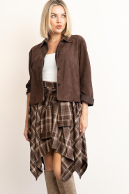 Co'Couture |  Checkered blouse skirt Dagny | brown | Picture 4