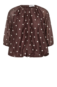 Co'Couture |  Balloon polcadot blouse Dita | bruin | Picture 1