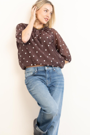 Co'Couture |  Balloon polcadot blouse Dita | bruin | Picture 6