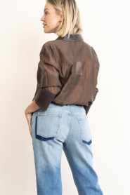 Co'Couture :  Mesh blouse with faux leather details Kawa| brown - img8