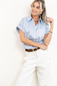 Co'Couture :  Poplin blouse Poppy | blue - img4