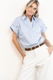 Co'Couture :  Poplin blouse Poppy | blue - img5