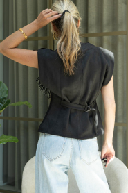 Co'Couture |  Sleeveless top with fringe Bobbie | black | Picture 7