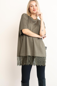 Co'Couture |  T-shirt with lace Larson | green | Picture 7