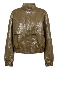 Co'Couture |  Faux leather vintage look bomber Rich | green | Picture 1