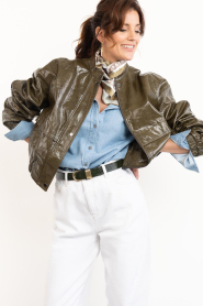 Co'Couture |  Faux leather vintage look bomber Rich | green | Picture 8